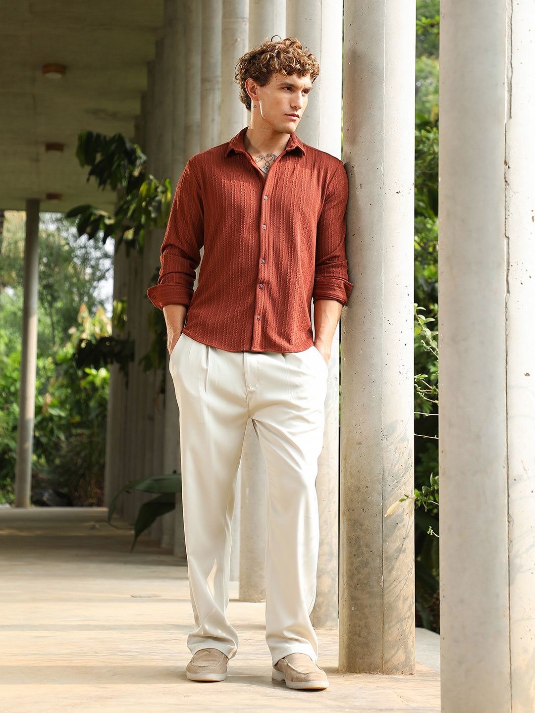 Ribbed-Rope Tactile Shirt