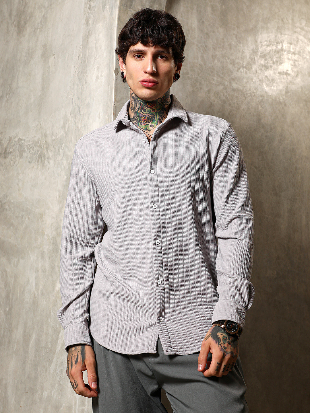 Chevron-Panel Tactile Shirt