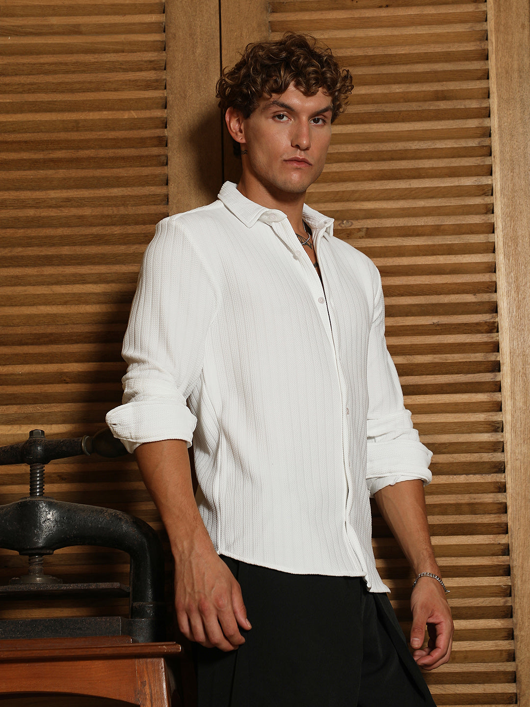 Chevron-Panel Tactile Shirt