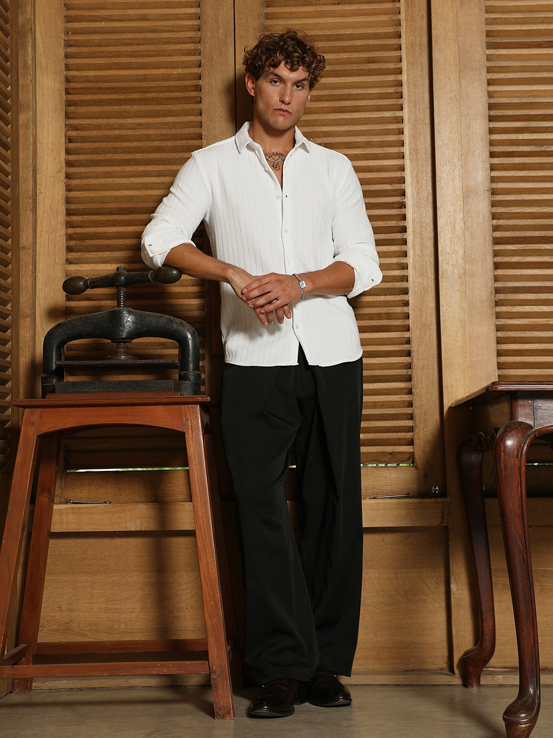 Chevron-Panel Tactile Shirt