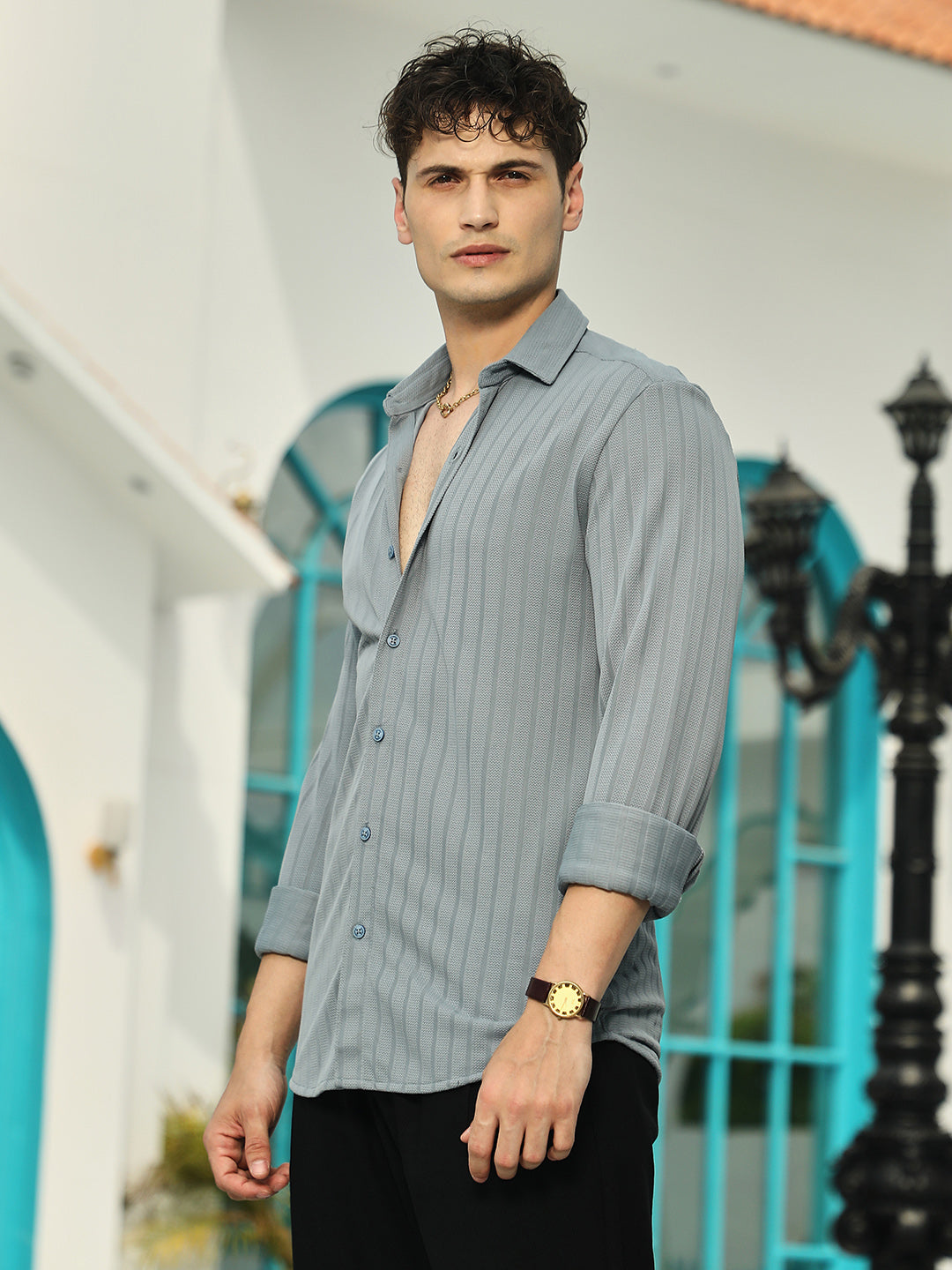 Chevron-Panel Tactile Shirt