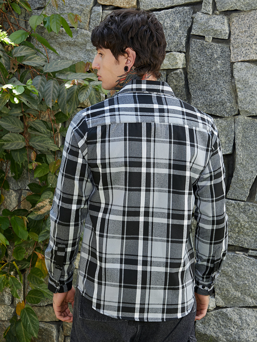 Dark-Plaid Relaxed Shirt