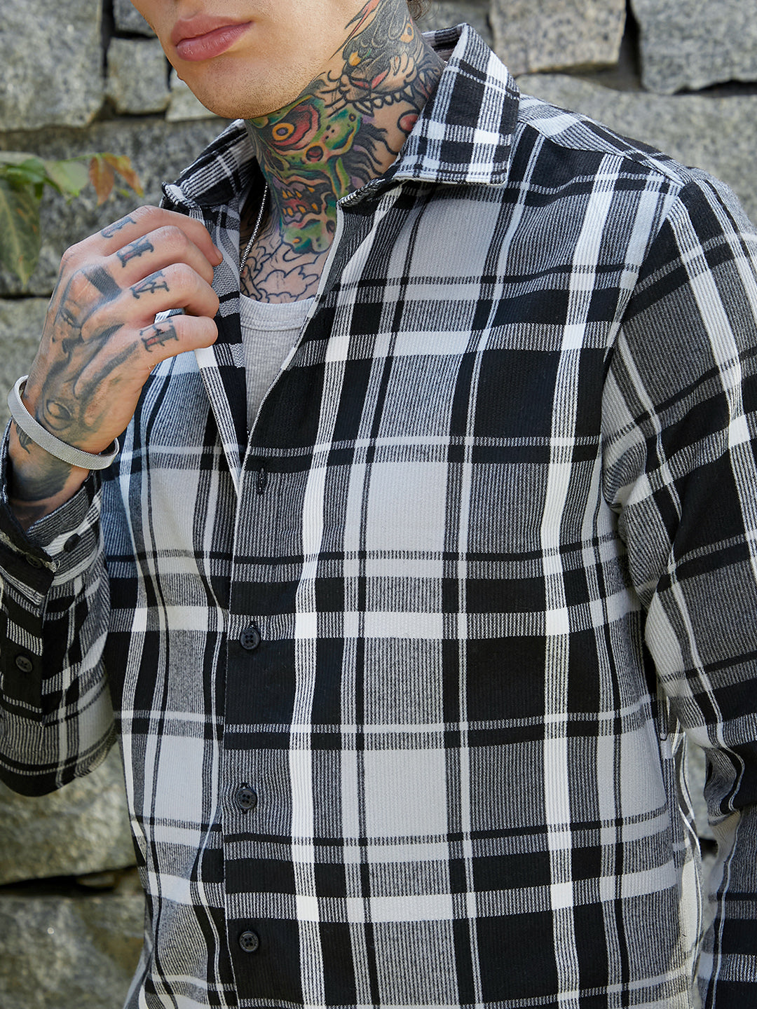 Dark-Plaid Relaxed Shirt