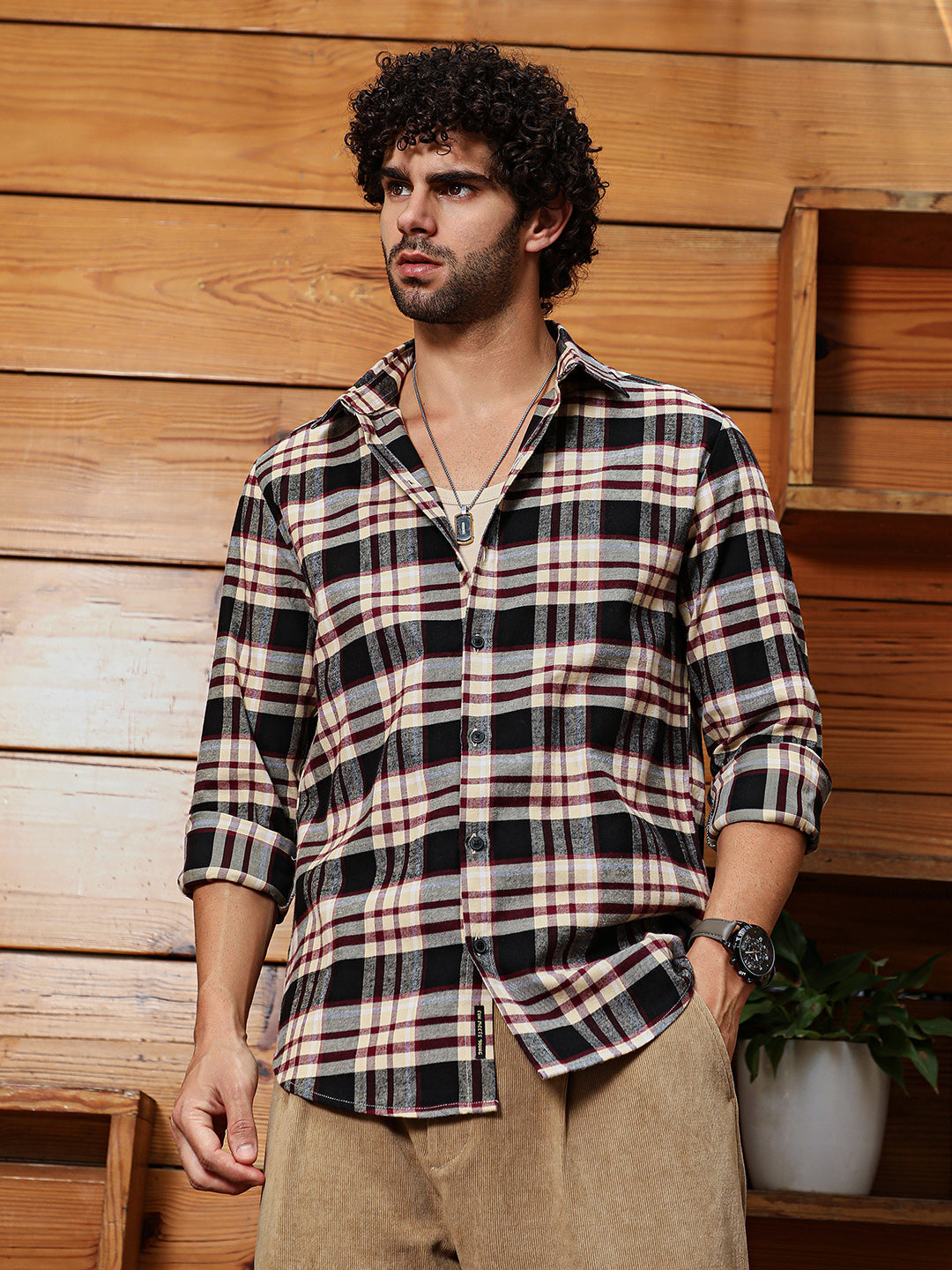 Dark-Plaid Relaxed Shirt