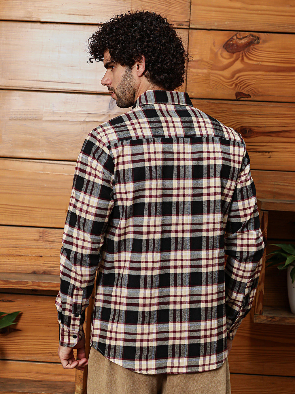 Dark-Plaid Relaxed Shirt