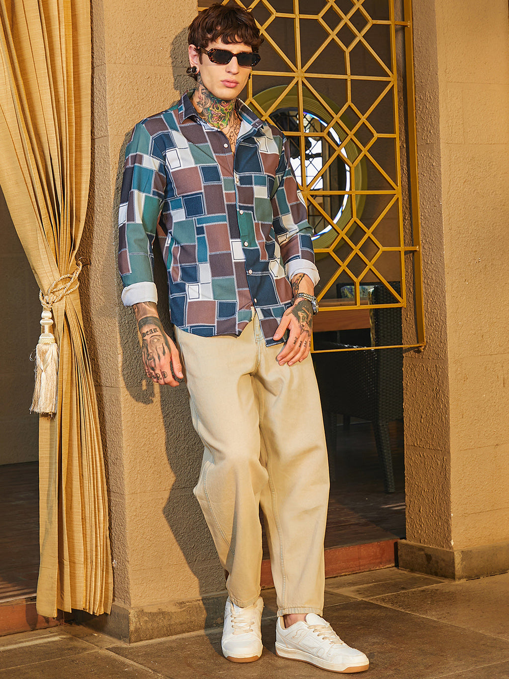 Patch-Stitch Imprint Shirt