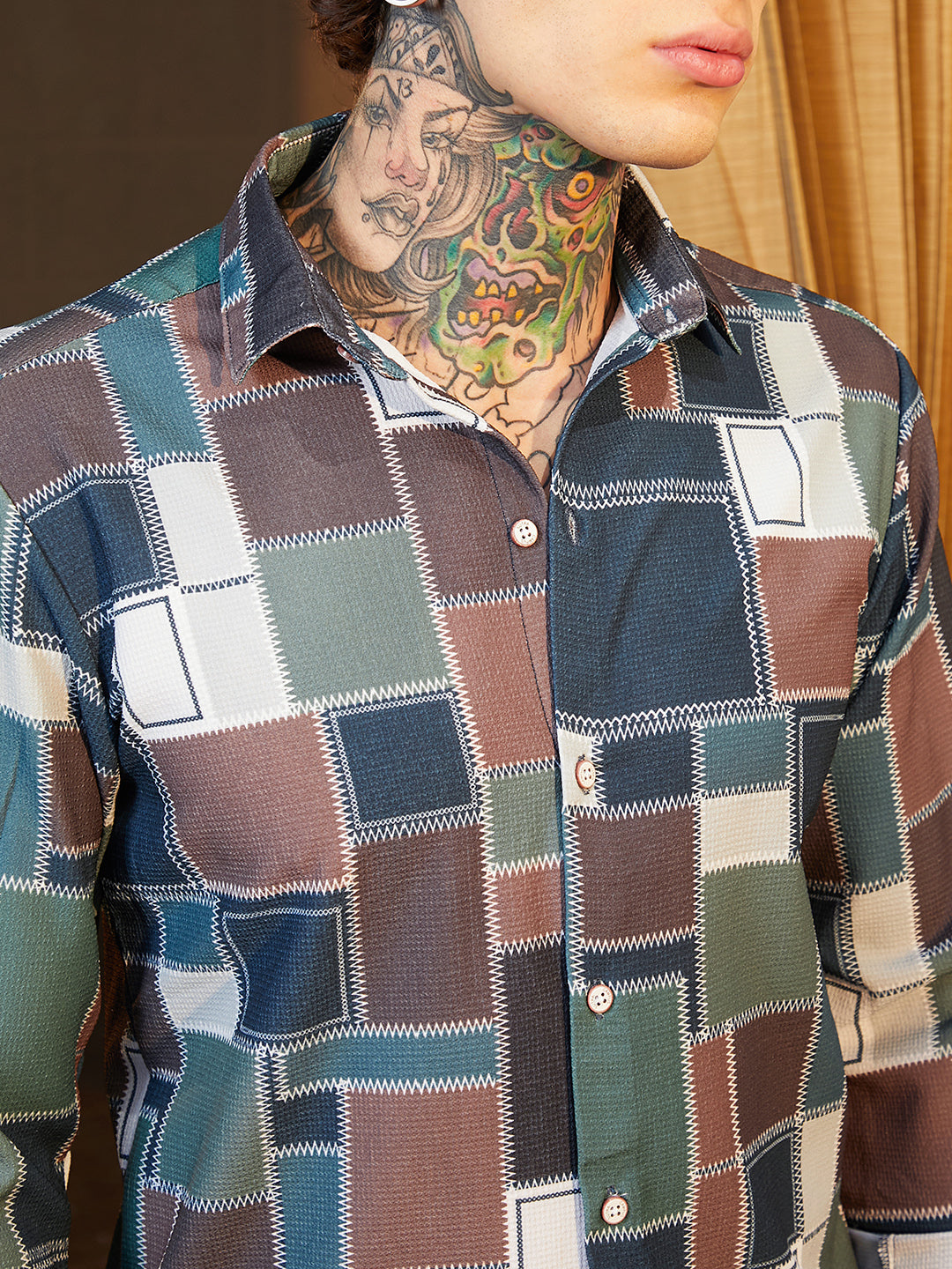 Patch-Stitch Imprint Shirt