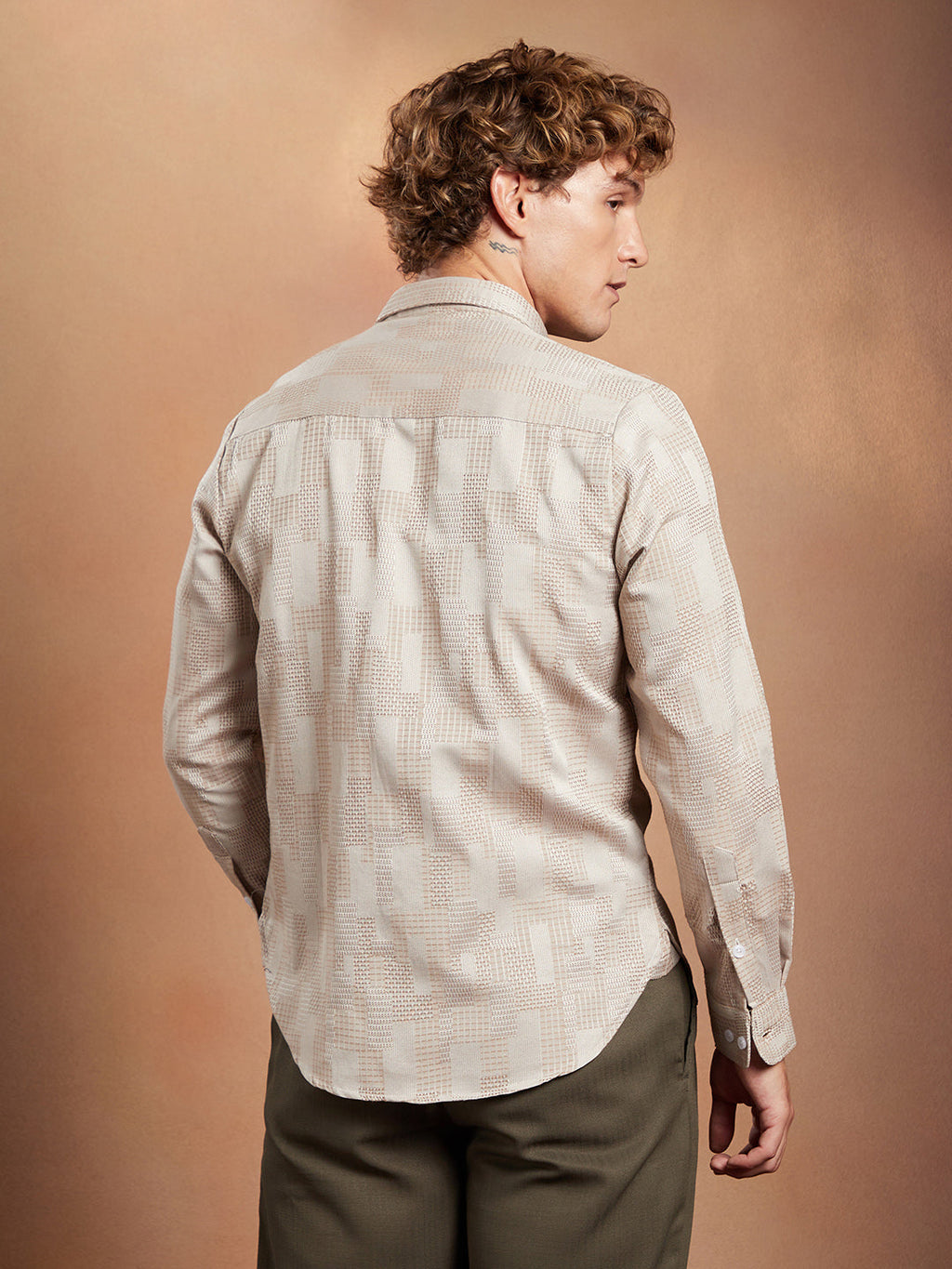 Weave-Block Regular Shirt