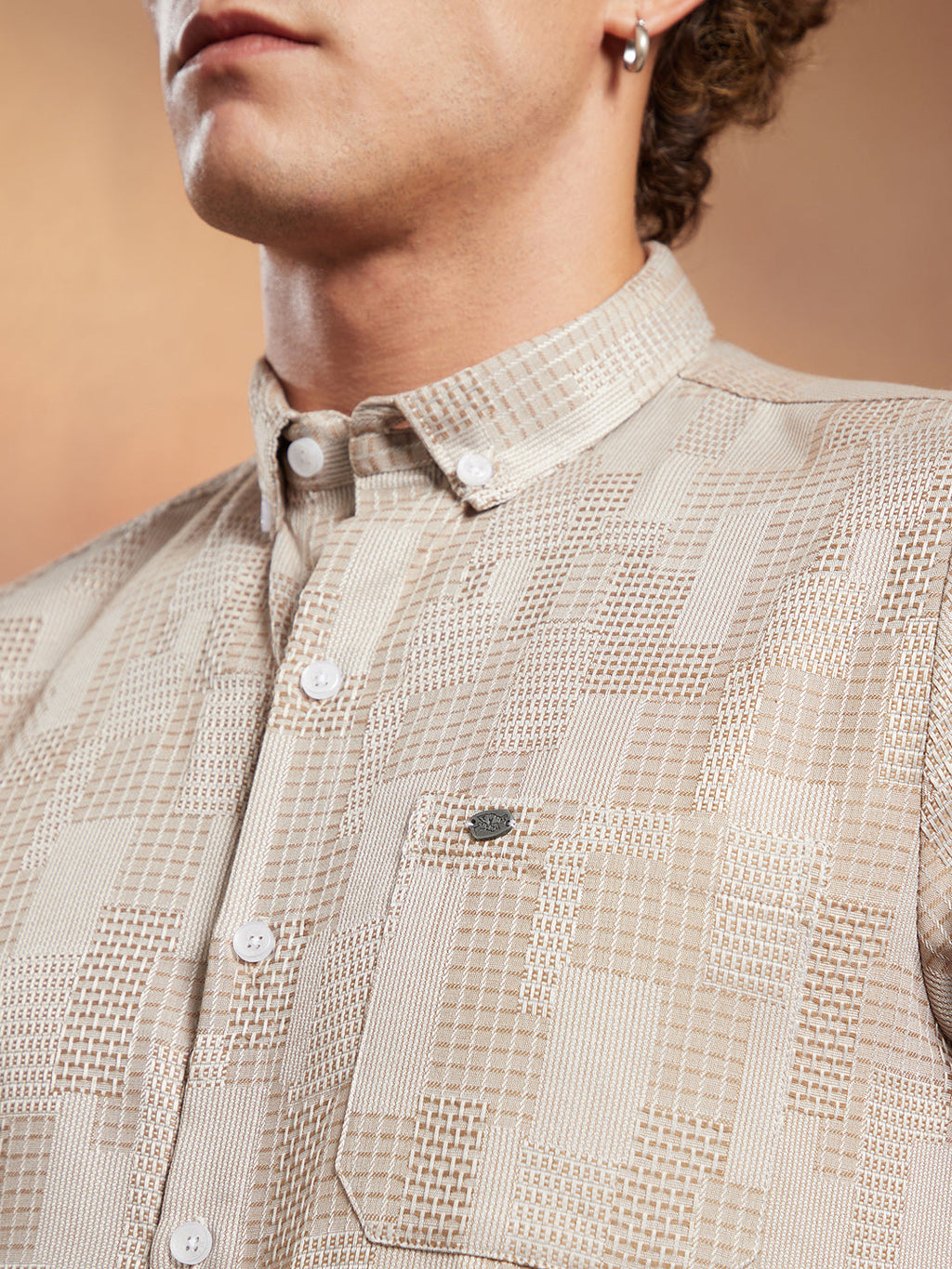 Weave-Block Regular Shirt