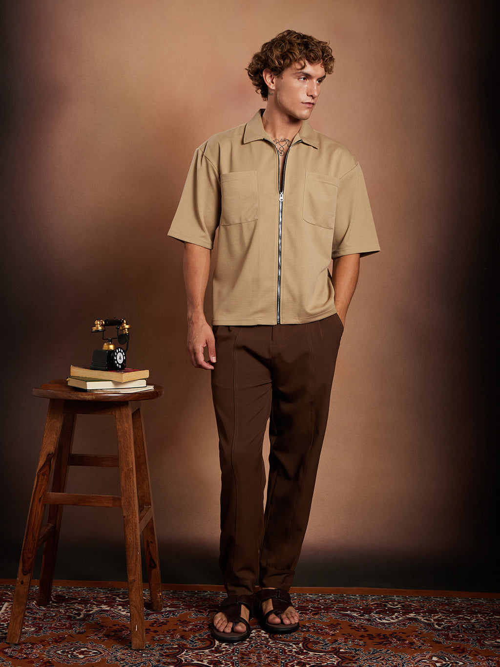 Waffle-Utility Oversized Shirt