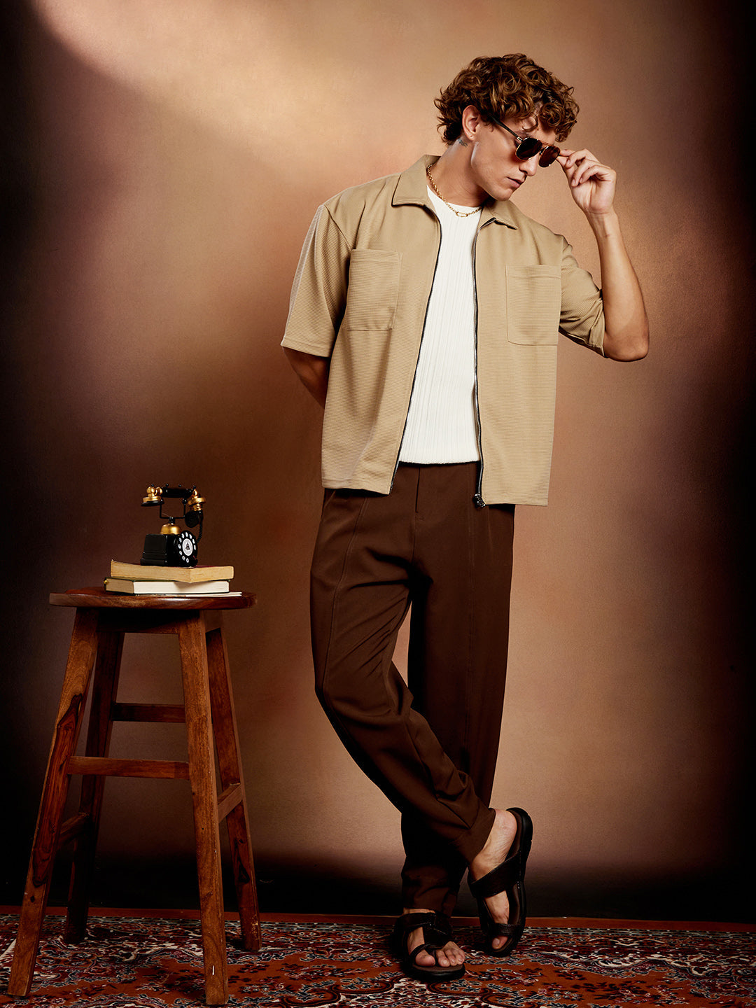 Waffle-Utility Oversized Shirt