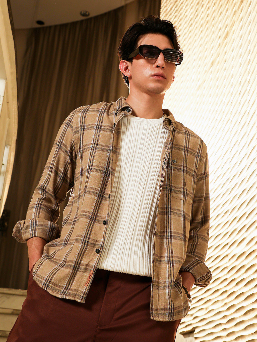 Plaid-Woven Regular Shirt