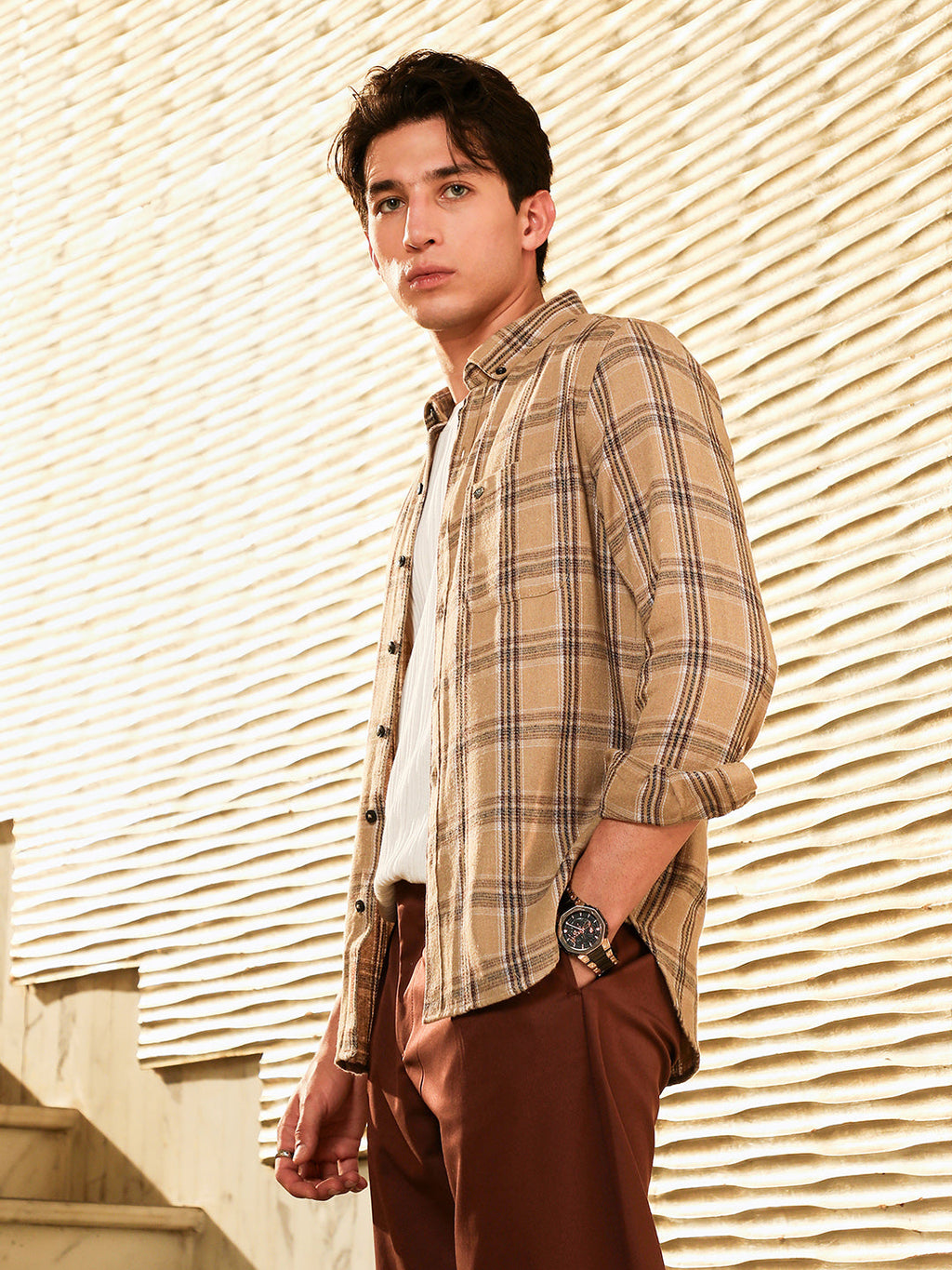Plaid-Woven Regular Shirt