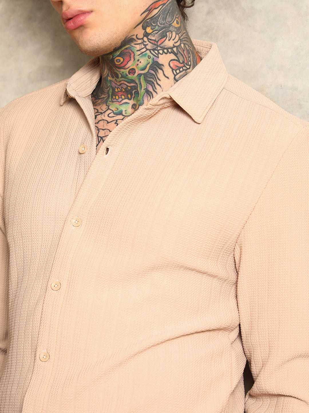 Chevron-Panel Tactile Shirt