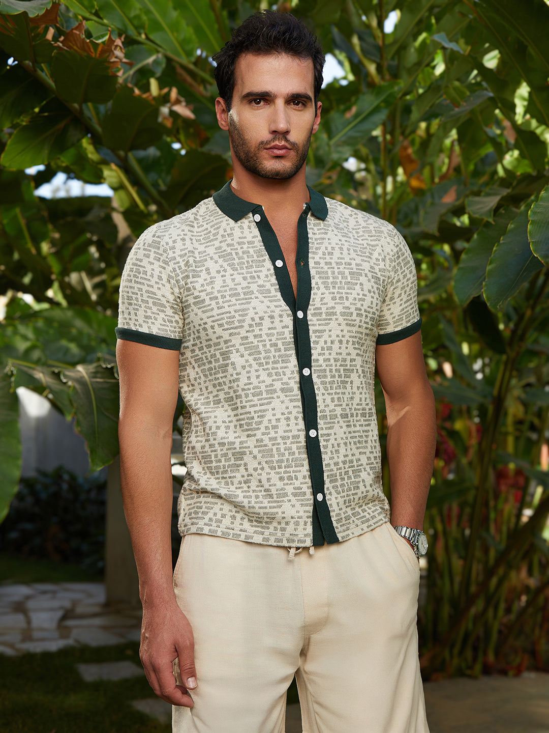 Geometrix-Knit Polo Shirt