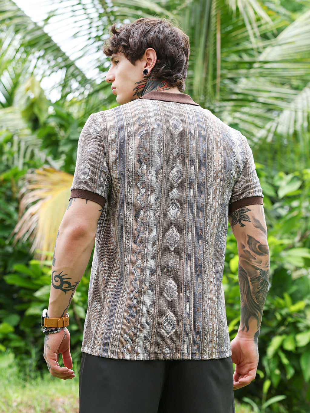 Folk Jacquard-Knit Polo Shirt