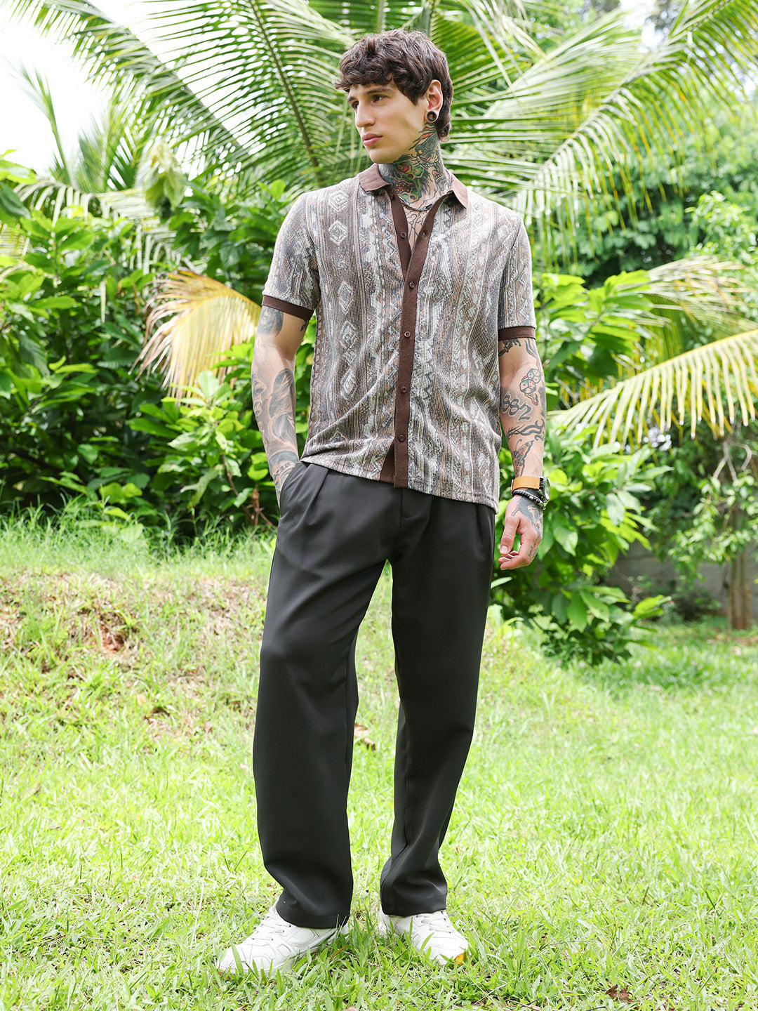 Folk Jacquard-Knit Polo Shirt