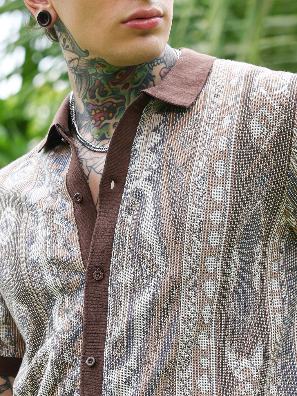 Folk Jacquard-Knit Polo Shirt