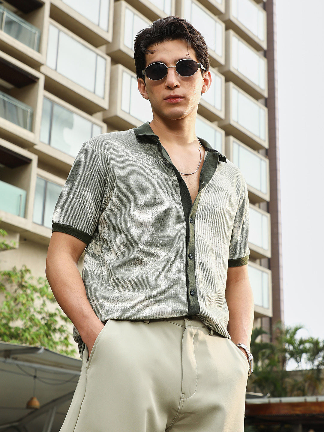 Fade-Imprint Waffle Polo Shirt