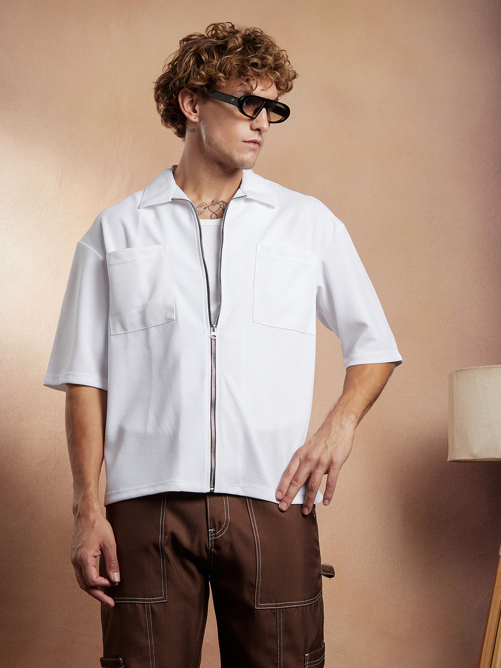 Waffle-Utility Oversized Shirt