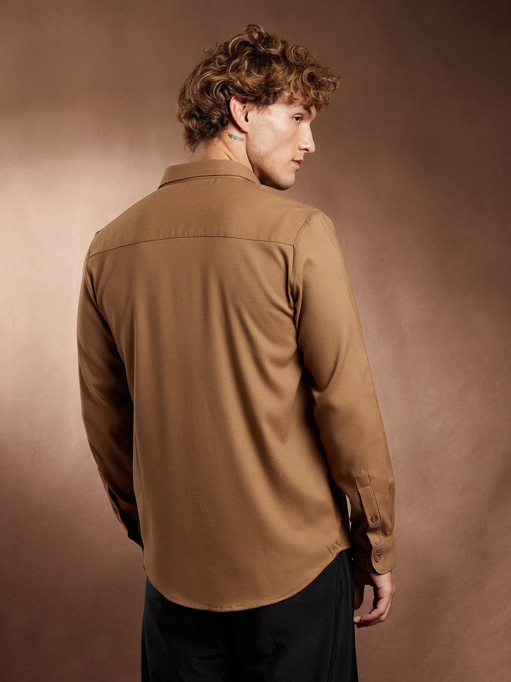 Solid Waffle-Weave Shirt