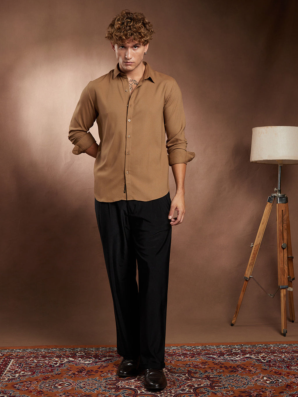 Solid Waffle-Weave Shirt