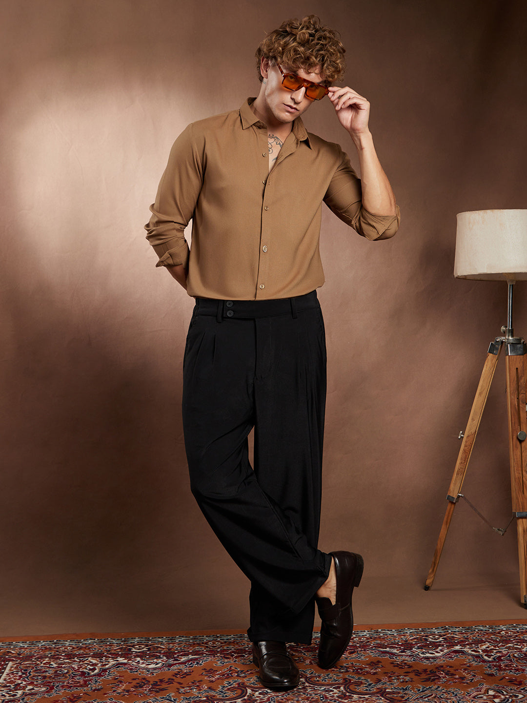 Solid Waffle-Weave Shirt