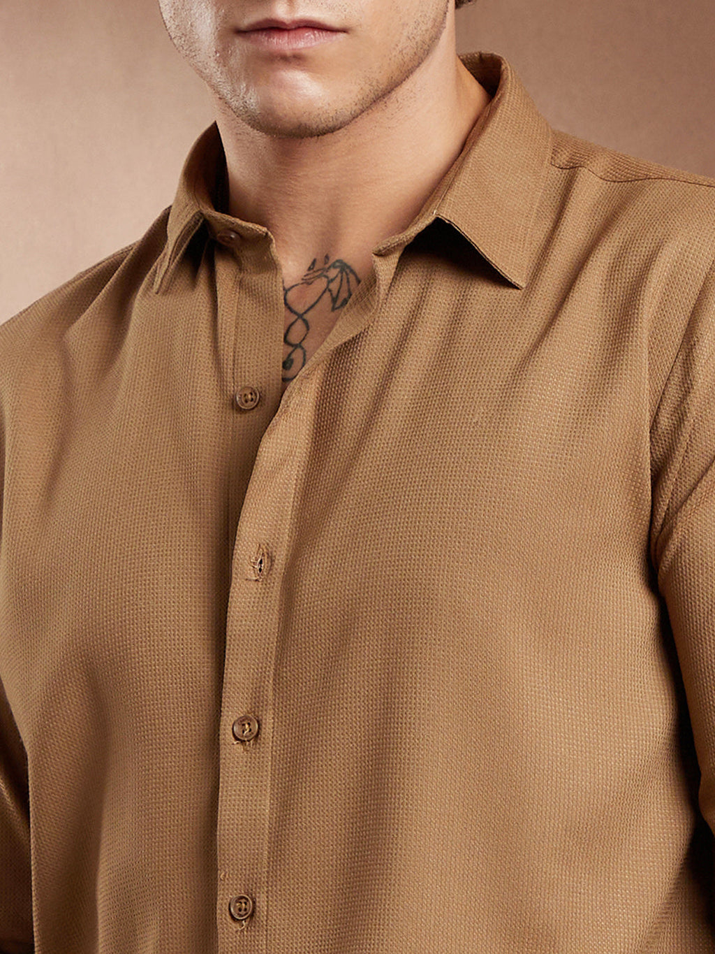 Solid Waffle-Weave Shirt