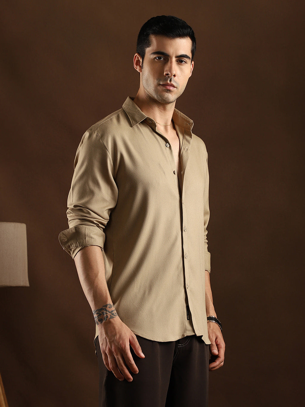 Solid Waffle-Weave Shirt