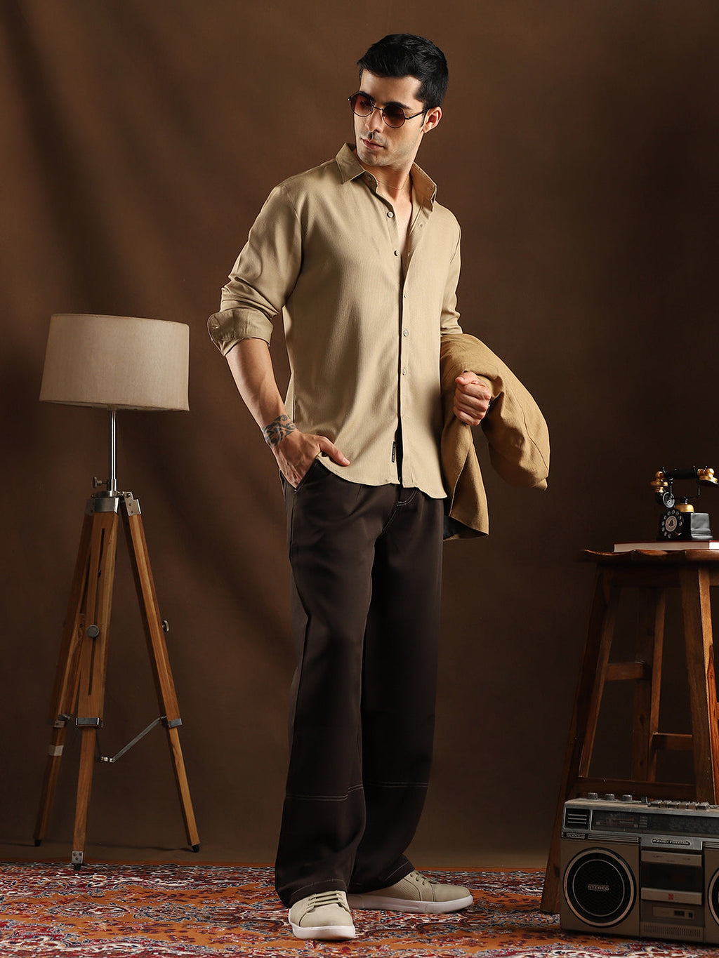 Solid Waffle-Weave Shirt