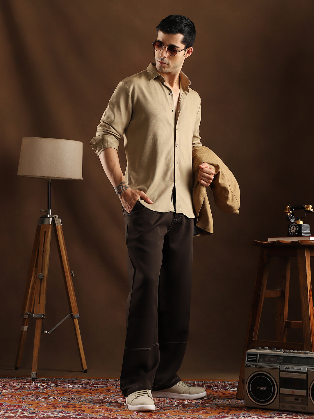 Solid Waffle-Weave Shirt