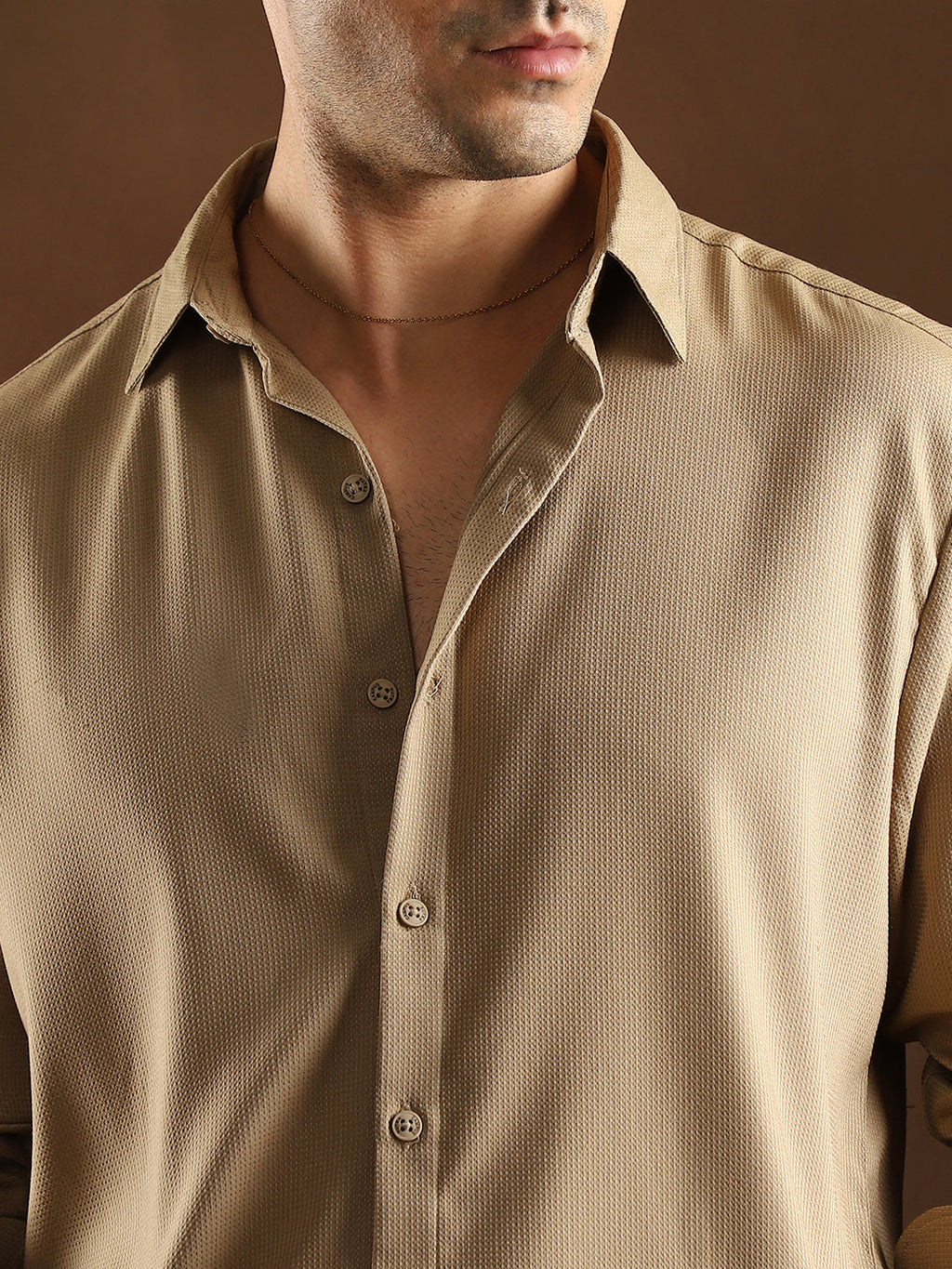 Solid Waffle-Weave Shirt