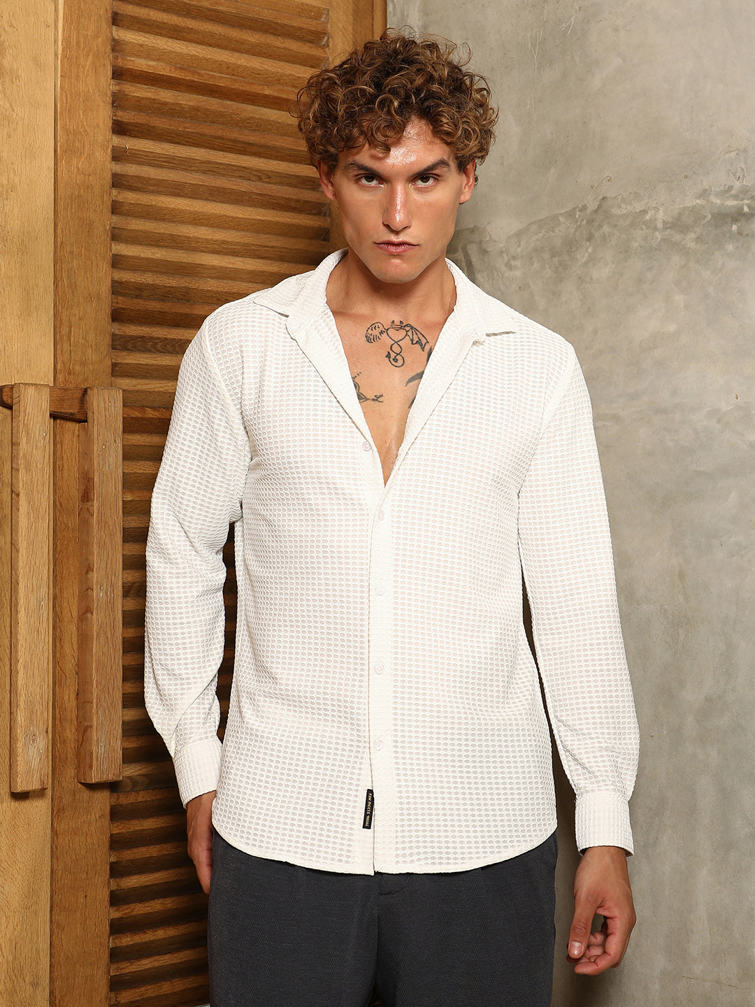 Hive-Weave Textured Shirt