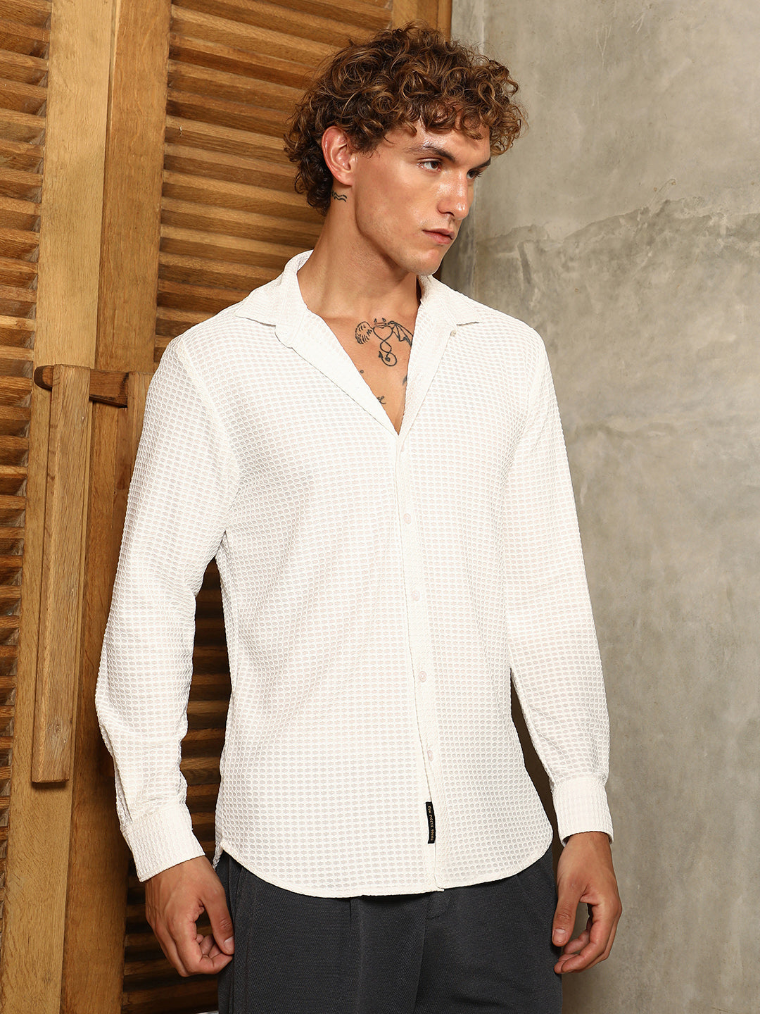 Hive-Weave Textured Shirt