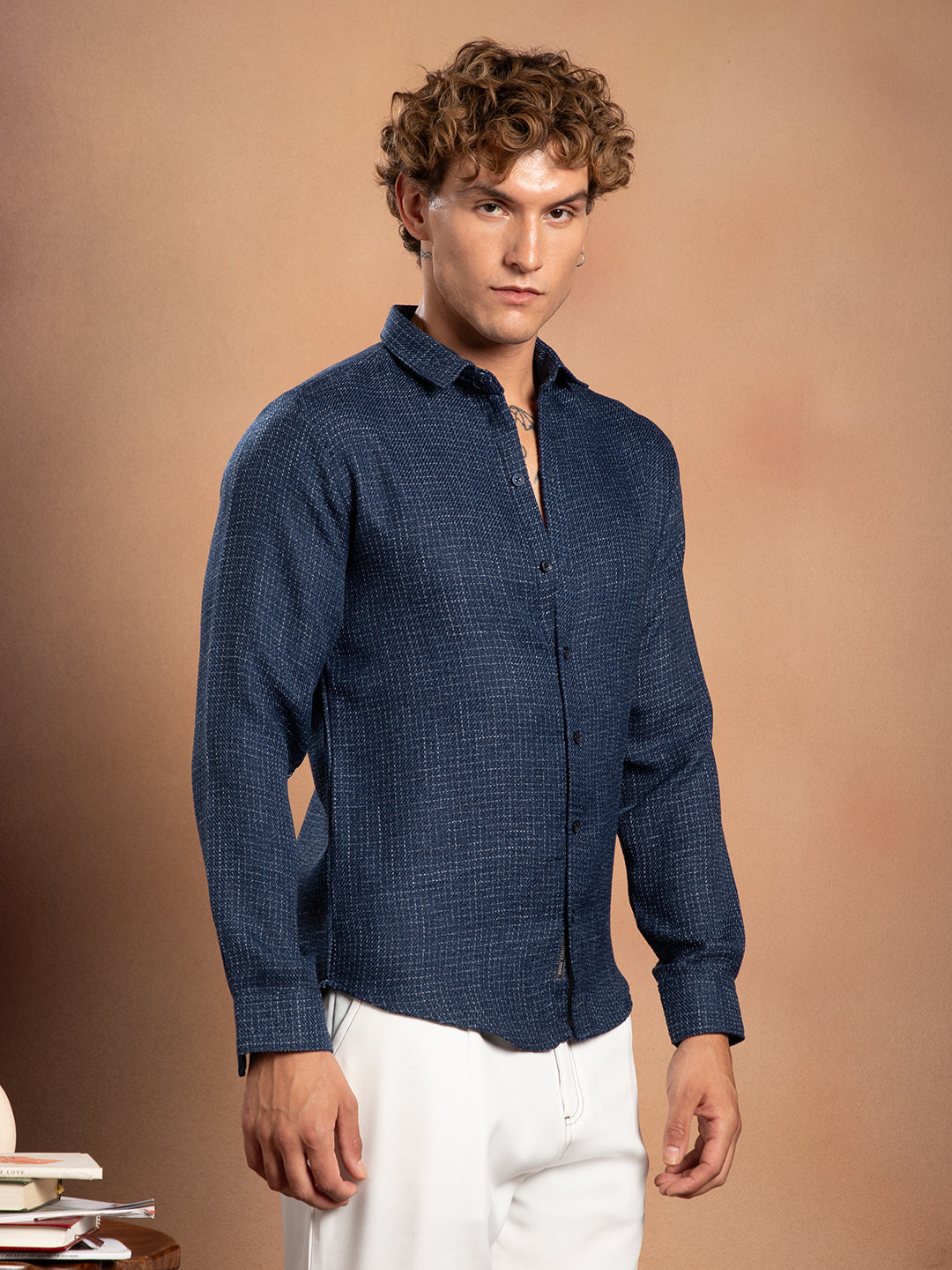 Grid-Weave Regular Shirt