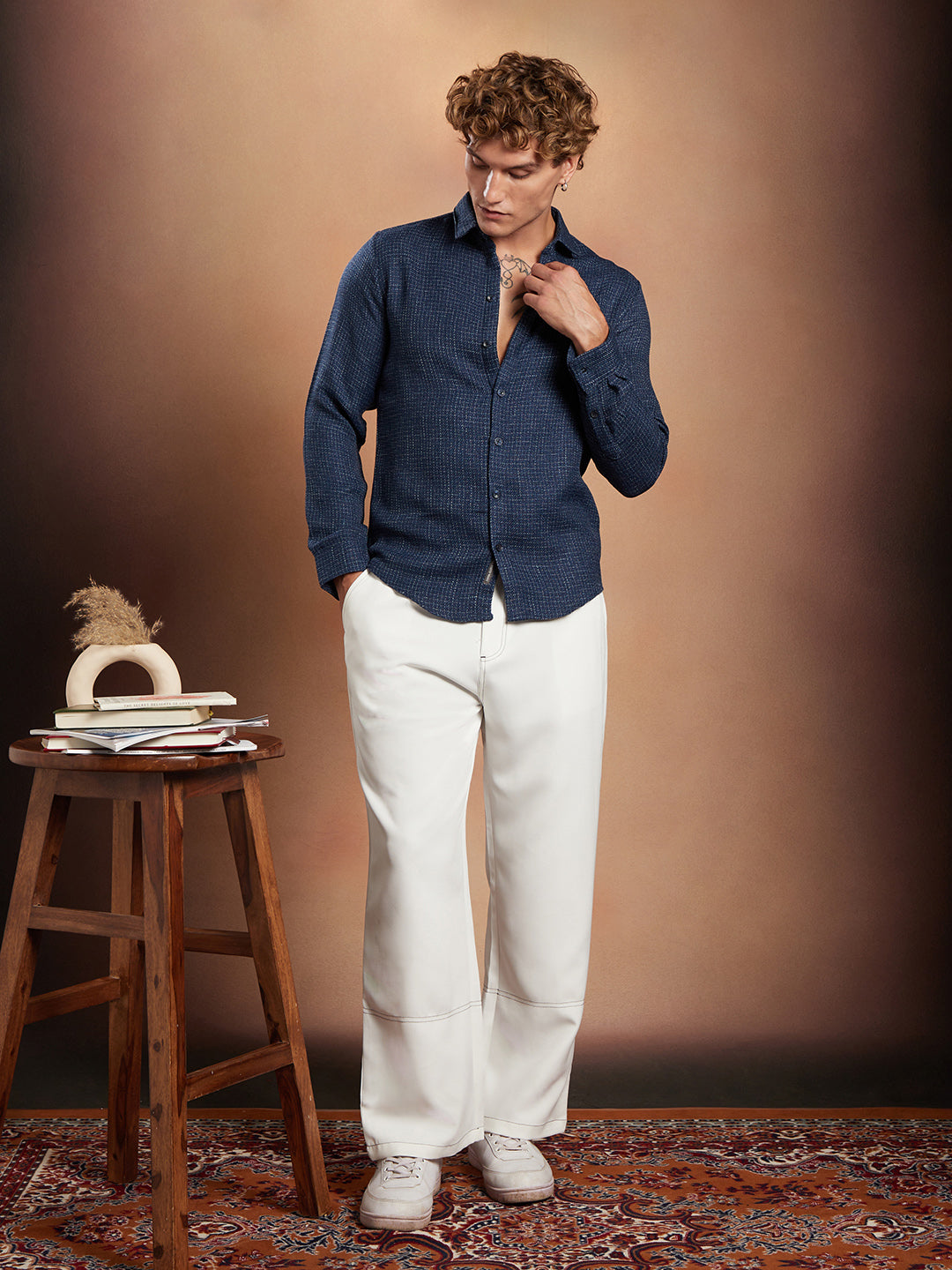 Grid-Weave Regular Shirt