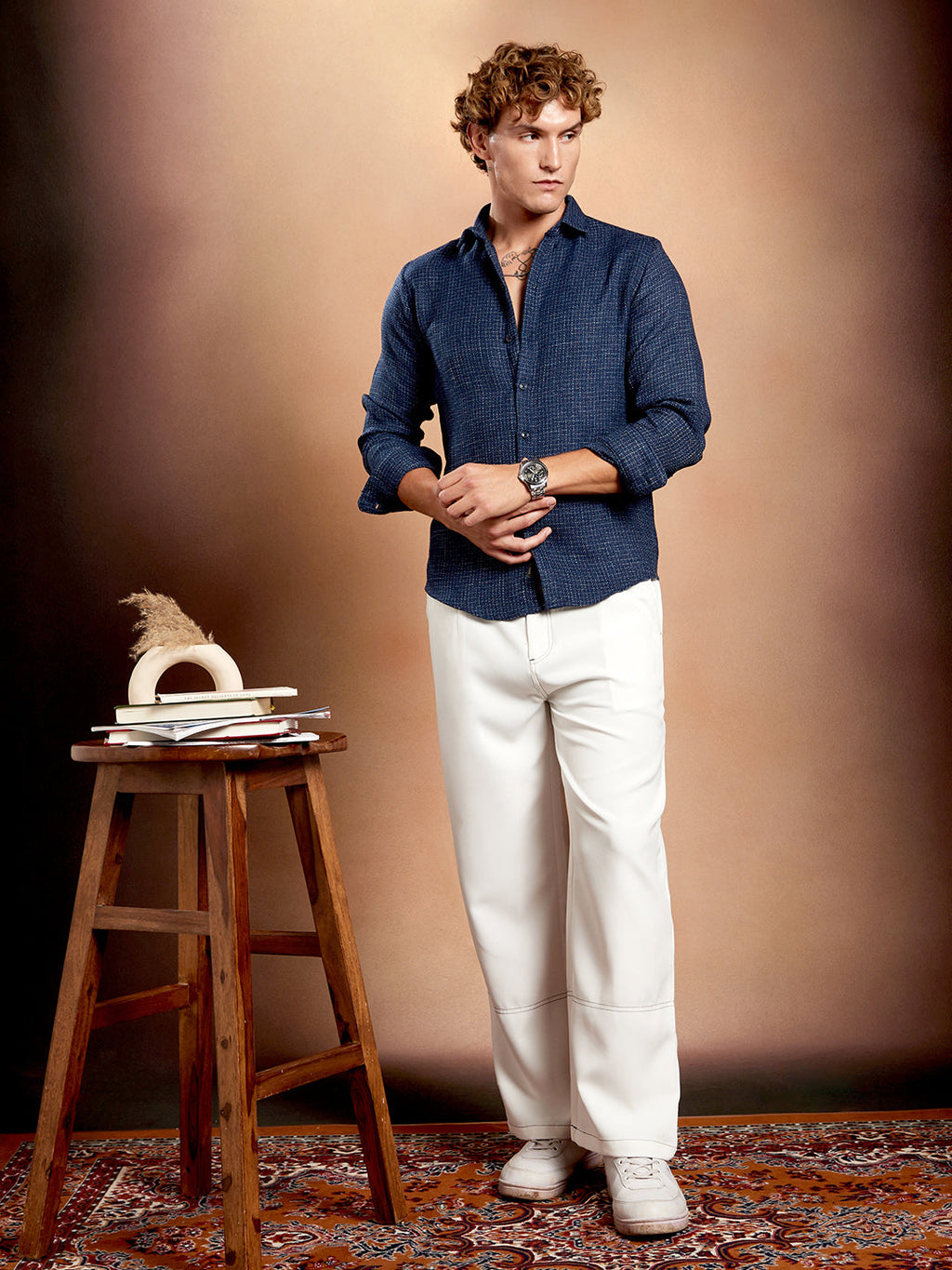 Grid-Weave Regular Shirt