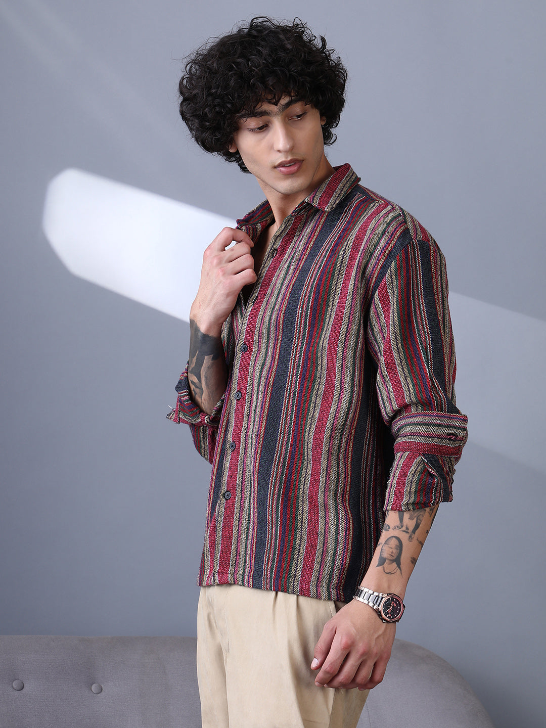 Multitrack-Striped Woven Shirt