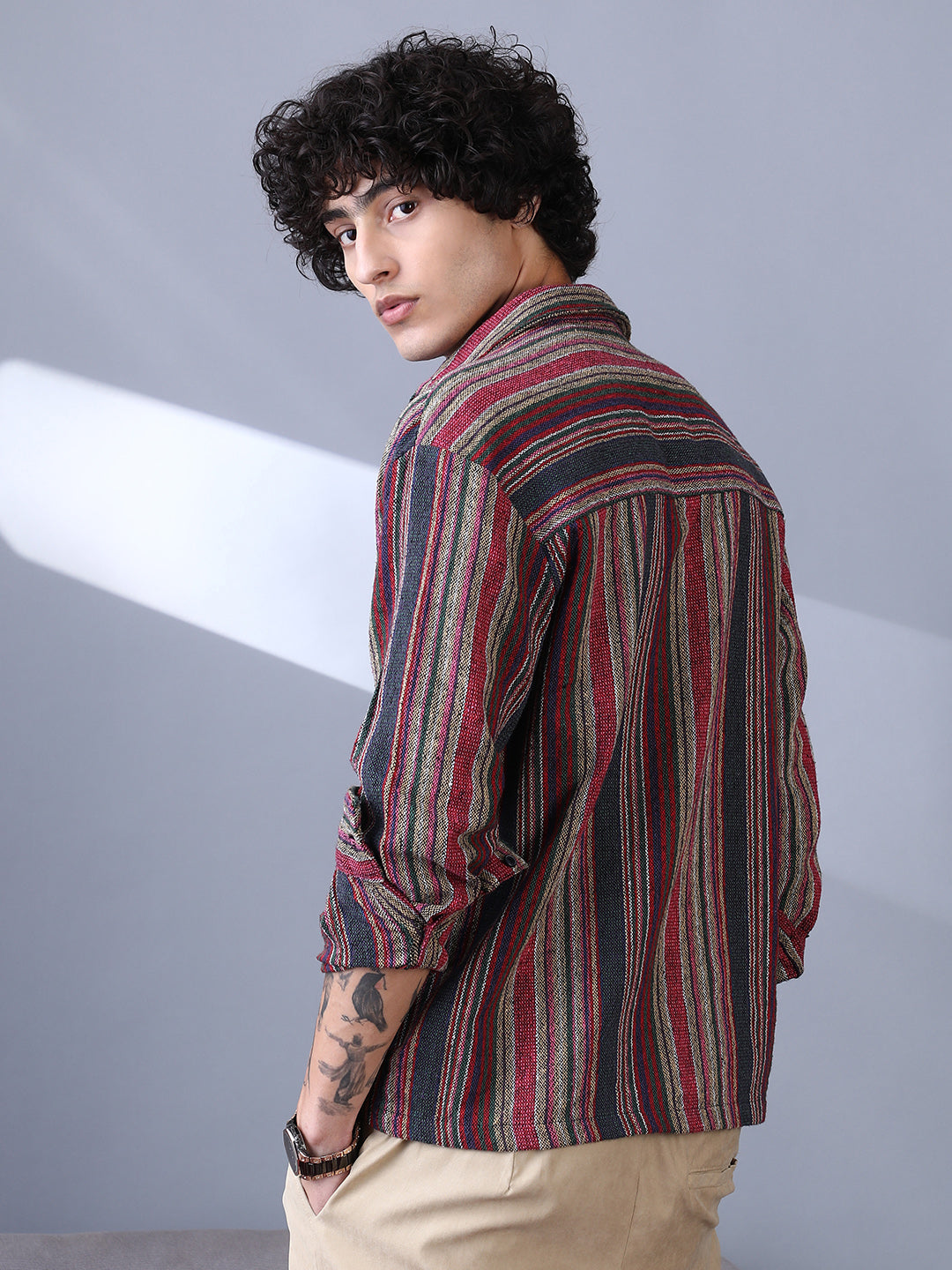 Multitrack-Striped Woven Shirt