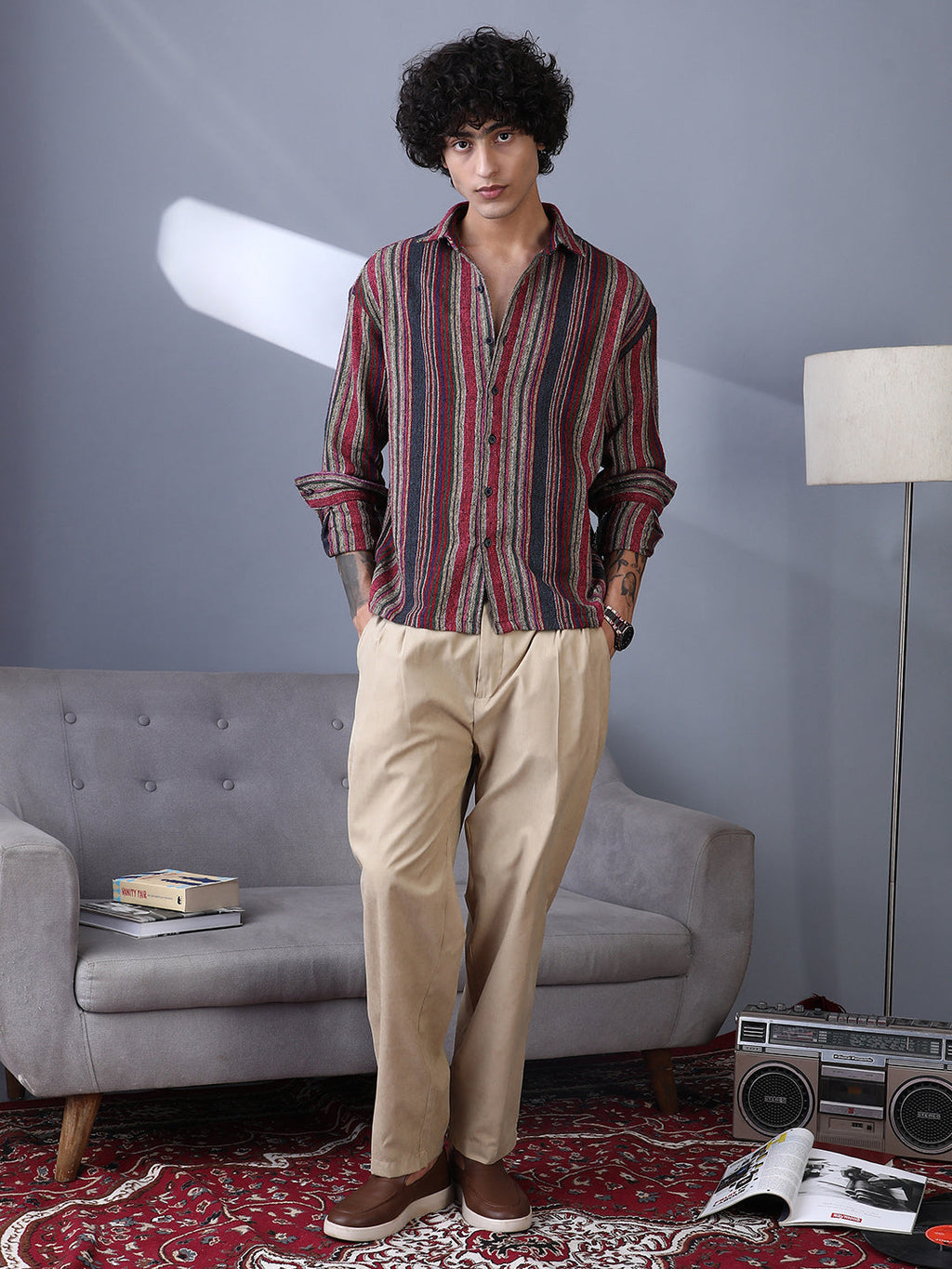 Multitrack-Striped Woven Shirt