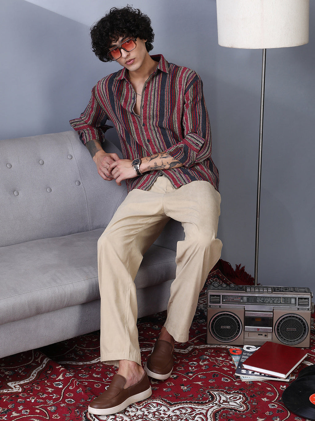 Multitrack-Striped Woven Shirt