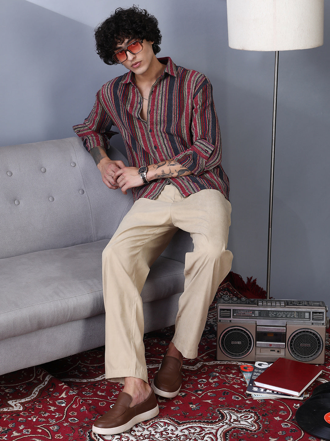 Multitrack-Striped Woven Shirt