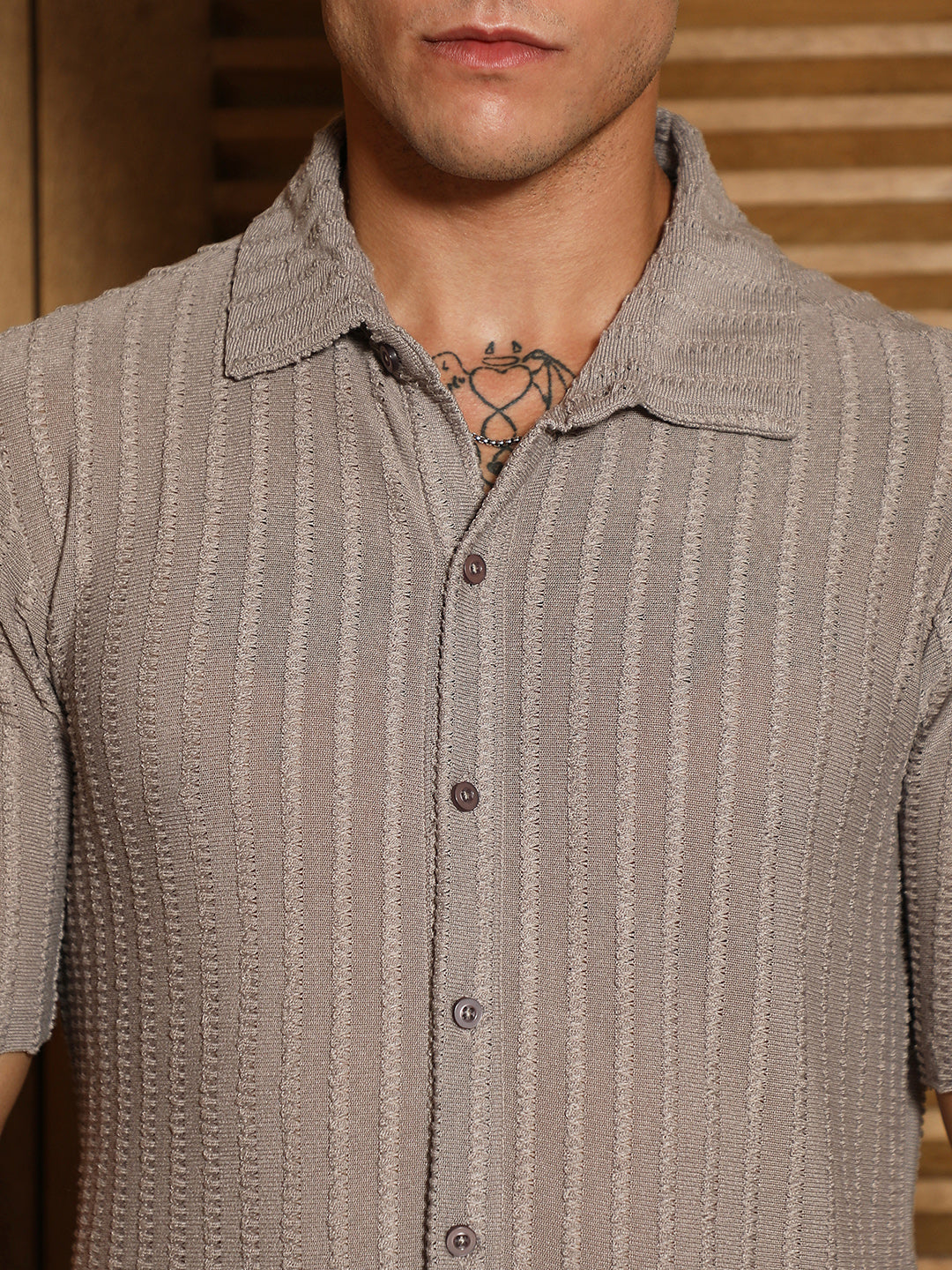 Cross-Stitch Stripe Knit Shirt