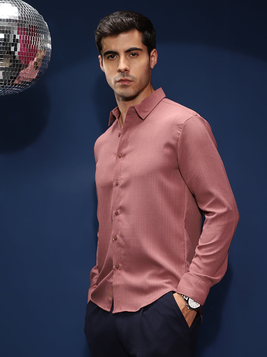 Solid-Woven Regular Shirt