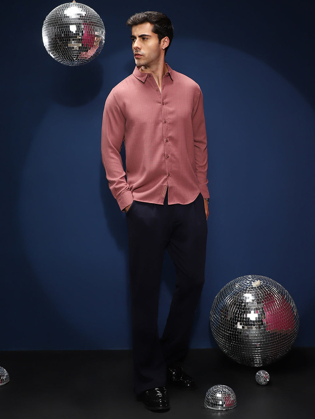 Solid-Woven Regular Shirt