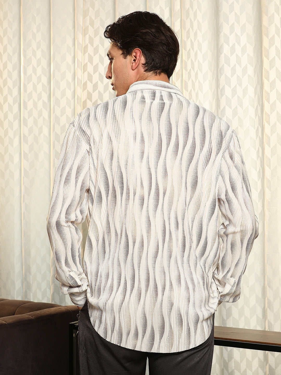 Metallic-Gradient Pleated Shirt