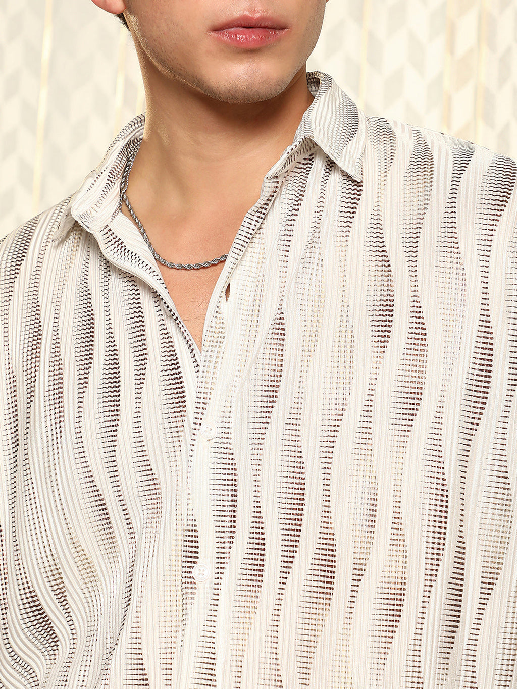 Metallic-Gradient Pleated Shirt