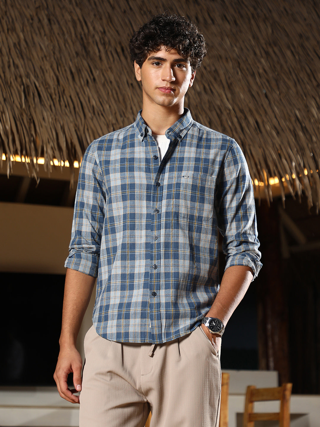 Button-Down Plaid Regular Shirt