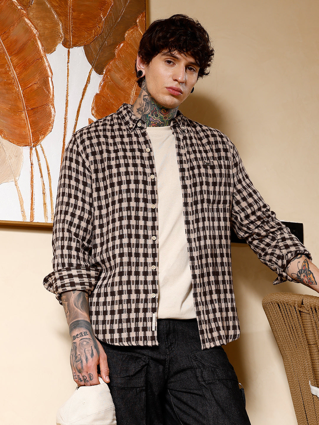 Hazy-Geometric Jacquard Shirt