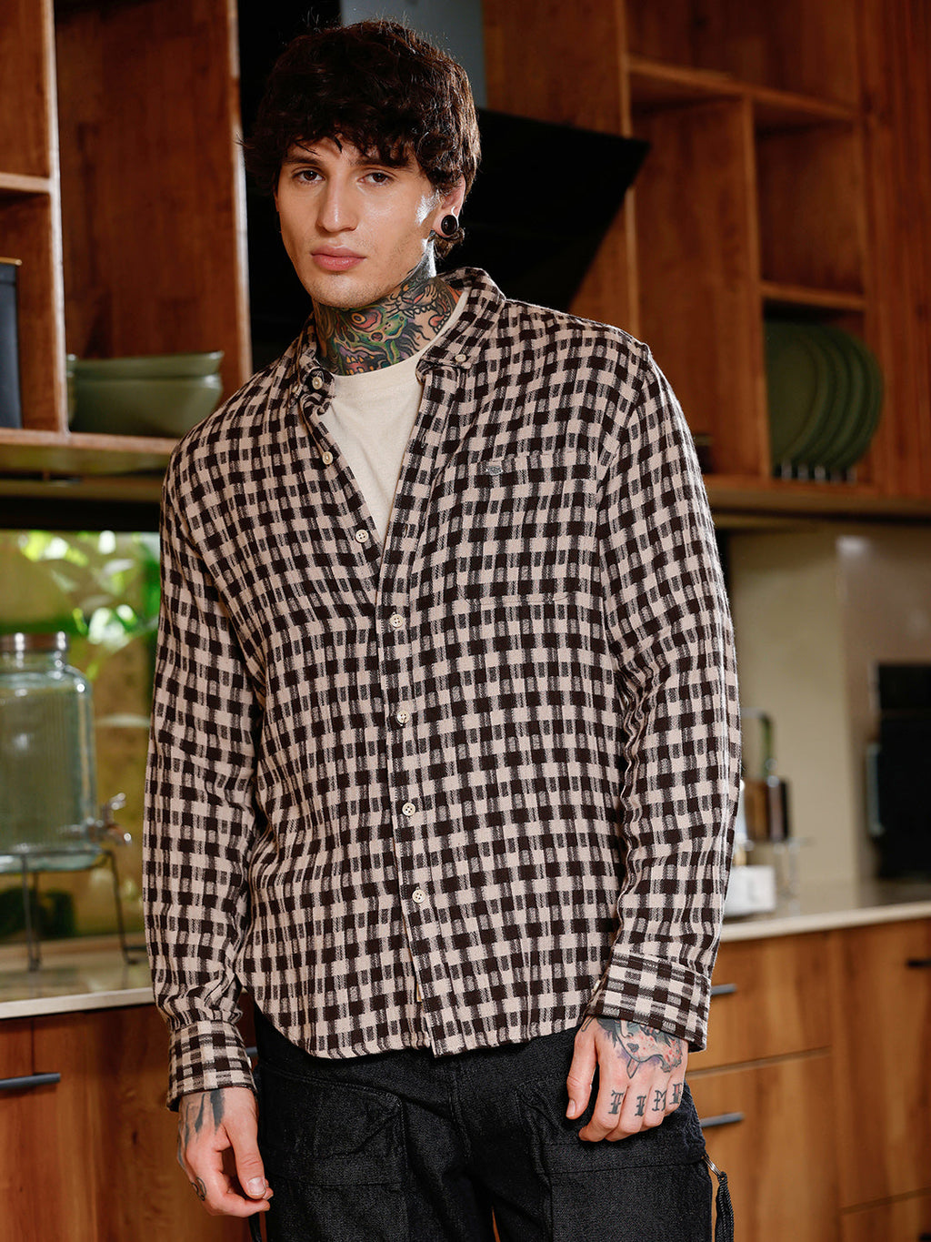 Hazy-Geometric Jacquard Shirt